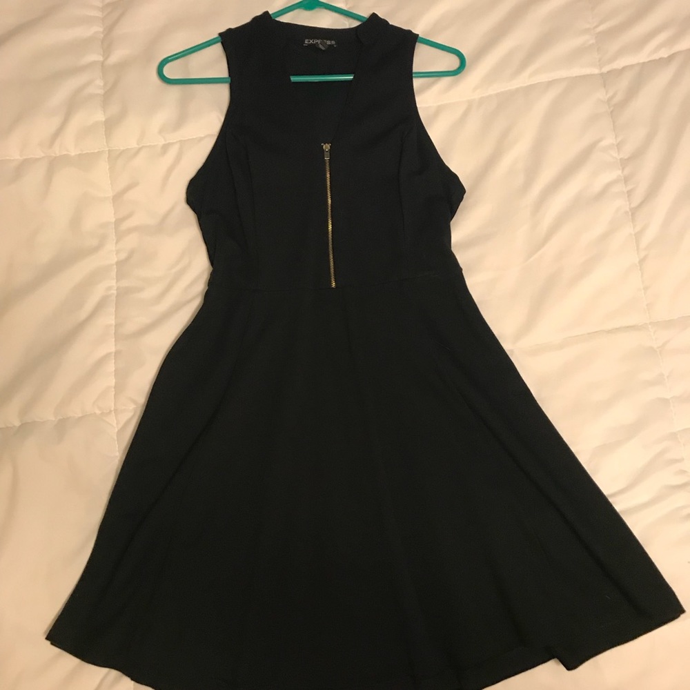 EXPRESS black front zip dress